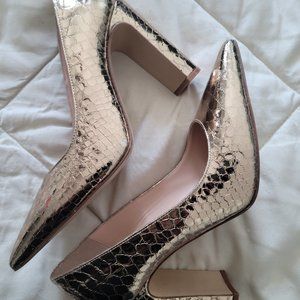 Estate Gold Snake Print Pumps by Steve Madden